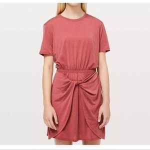 Lululemon Unwind Your Mind T-Shirt Dress Brick Rose/White Lounge Casual Size 6